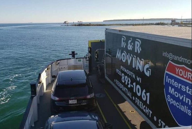 R&R Moving truck on the Washington Island ferry